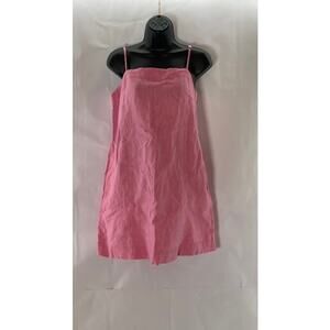 MADEWELL Women's Retro Pink Linen Goldie Straight-Neck Adjustable Mini Dress SZ4